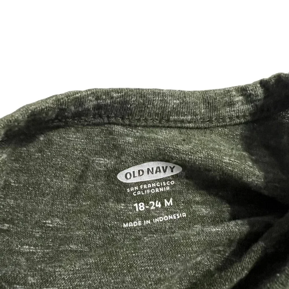 Old Navy 18-24m Olive Green Pocket Tee Shirt